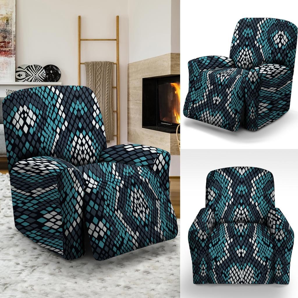 Blue Snakeskin Recliner Cover-grizzshop