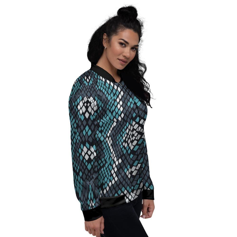 Blue Snakeskin Women's Bomber Jacket-grizzshop