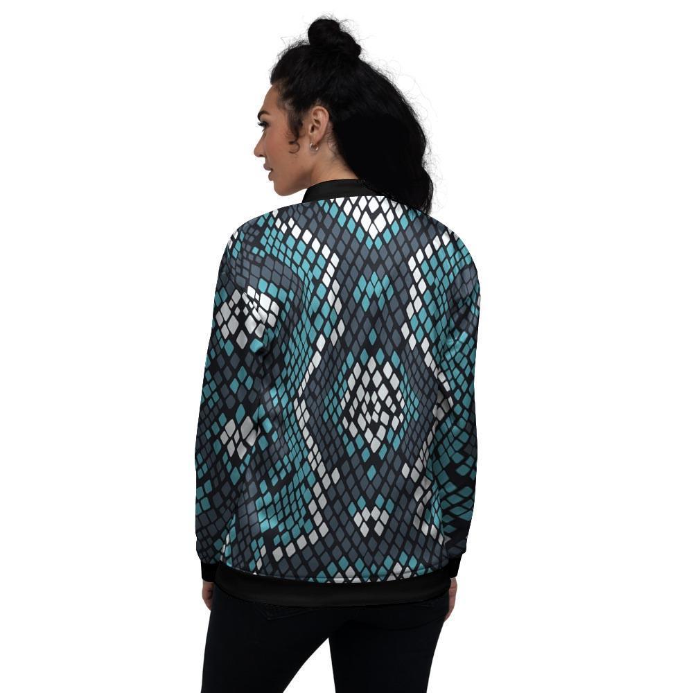 Blue Snakeskin Women's Bomber Jacket-grizzshop