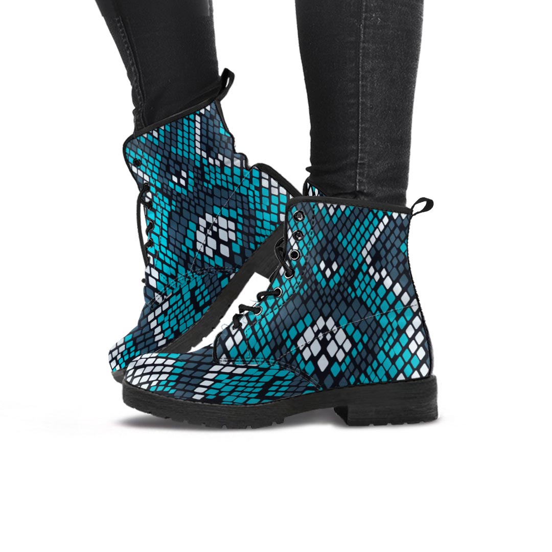 Blue Snakeskin Women's Boots-grizzshop