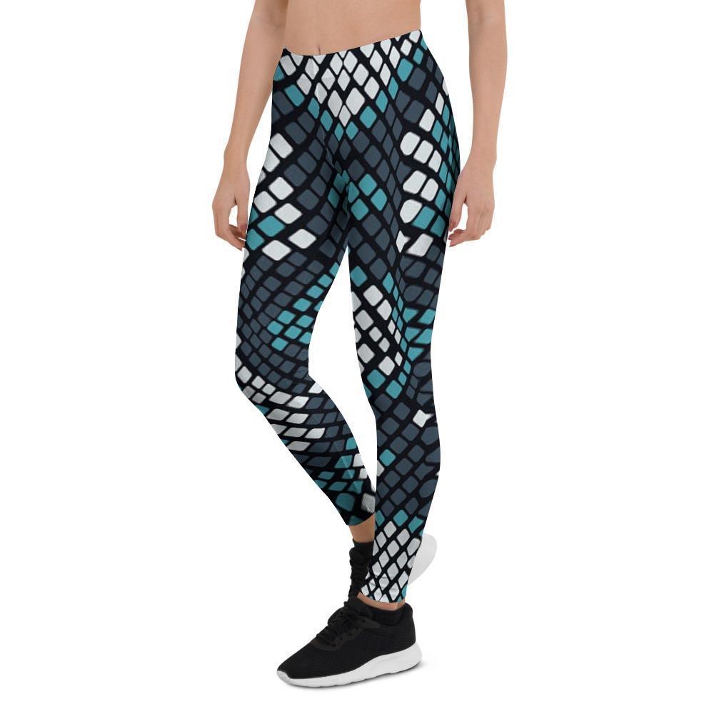 Blue Snakeskin Women's Leggings-grizzshop