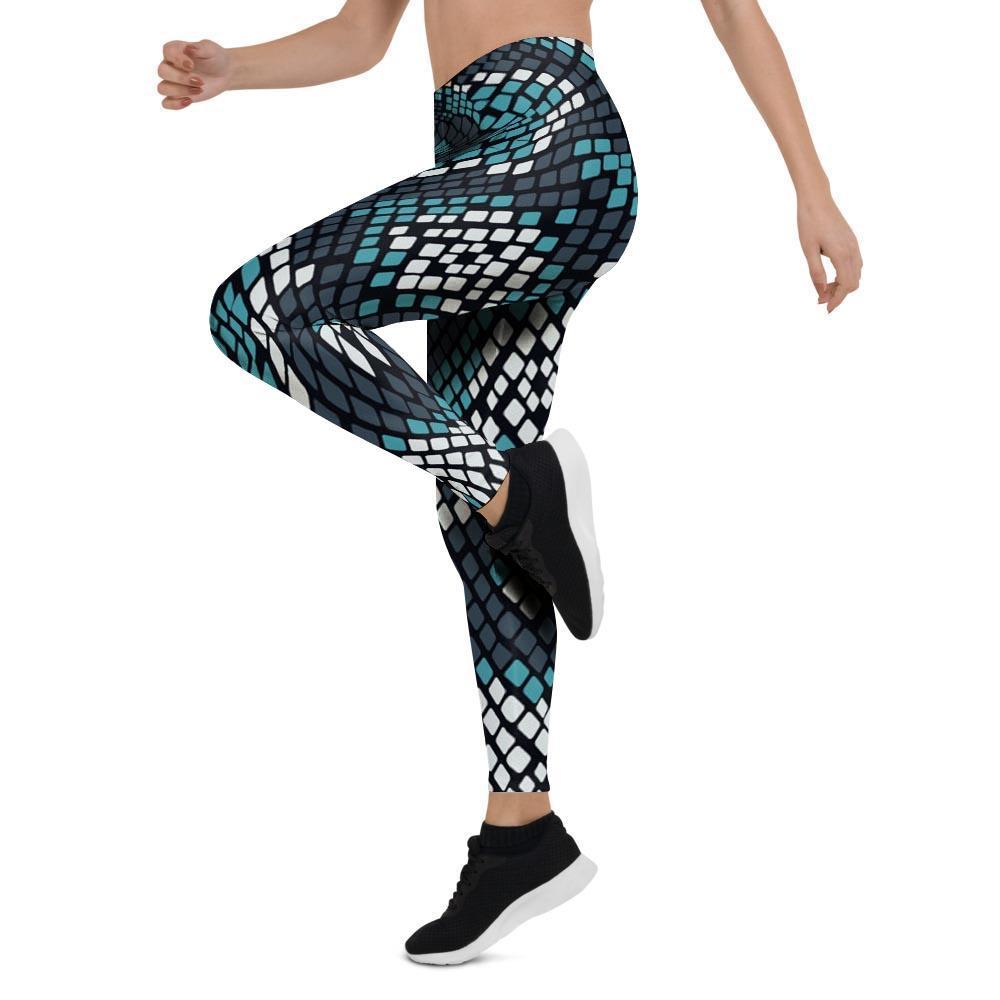 Blue Snakeskin Women's Leggings-grizzshop