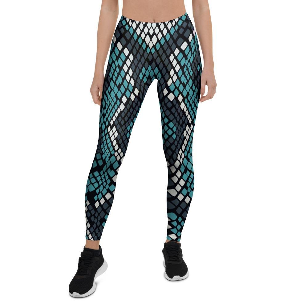 Blue Snakeskin Women's Leggings-grizzshop