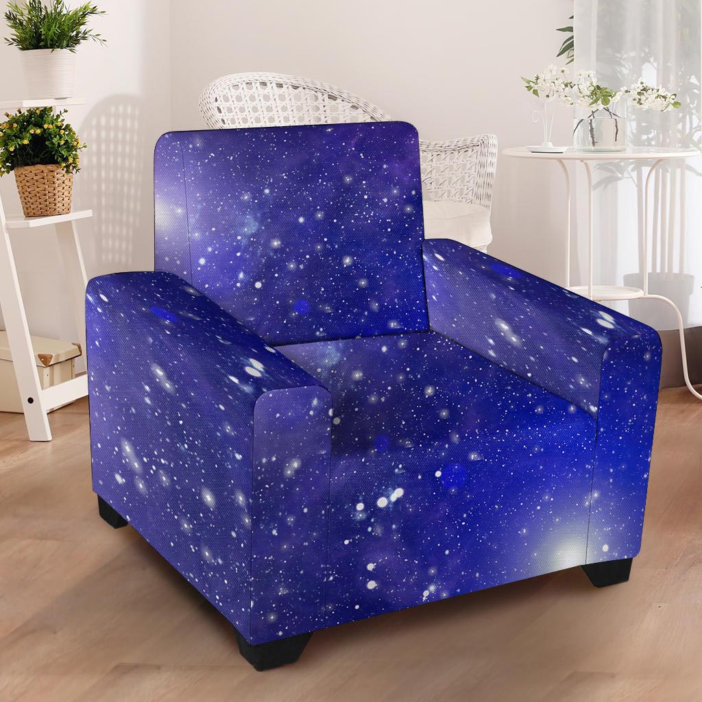 Blue Stardust Space Galaxy Armchair Cover-grizzshop