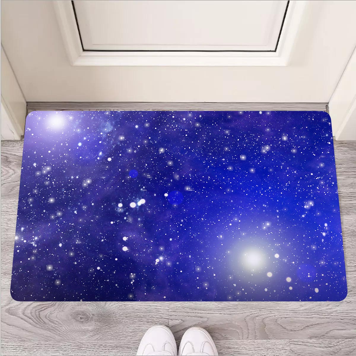 Blue Stardust Space Galaxy Door Mat-grizzshop