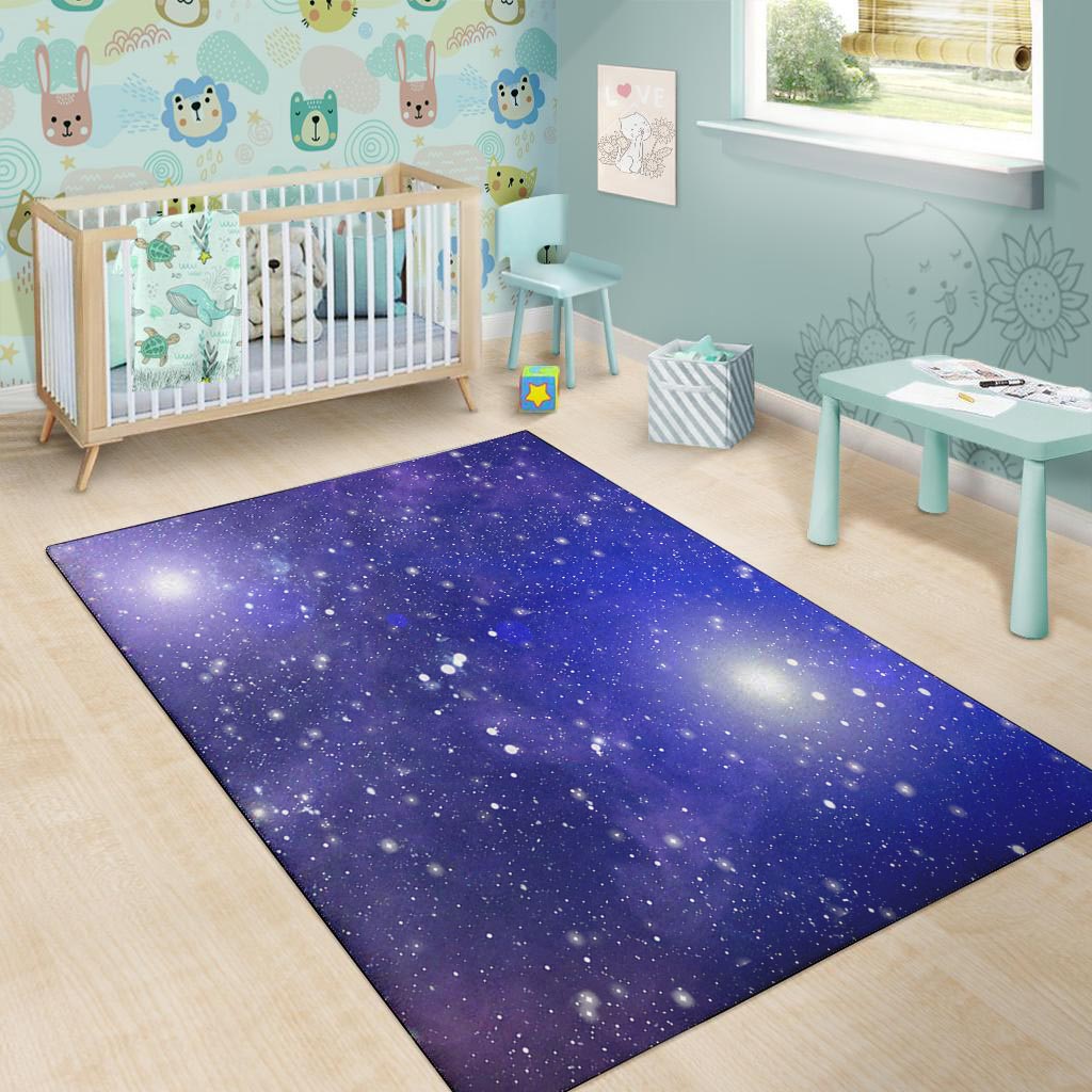 Blue Stardust Space Galaxy Floor Mat-grizzshop