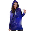 Blue Stardust Space Galaxy Hoodie Dress-grizzshop