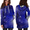 Blue Stardust Space Galaxy Hoodie Dress-grizzshop