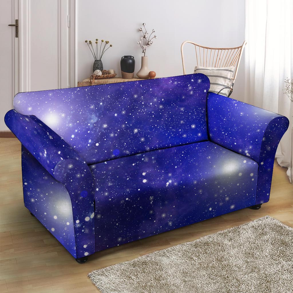 Blue Stardust Space Galaxy Loveseat Cover-grizzshop