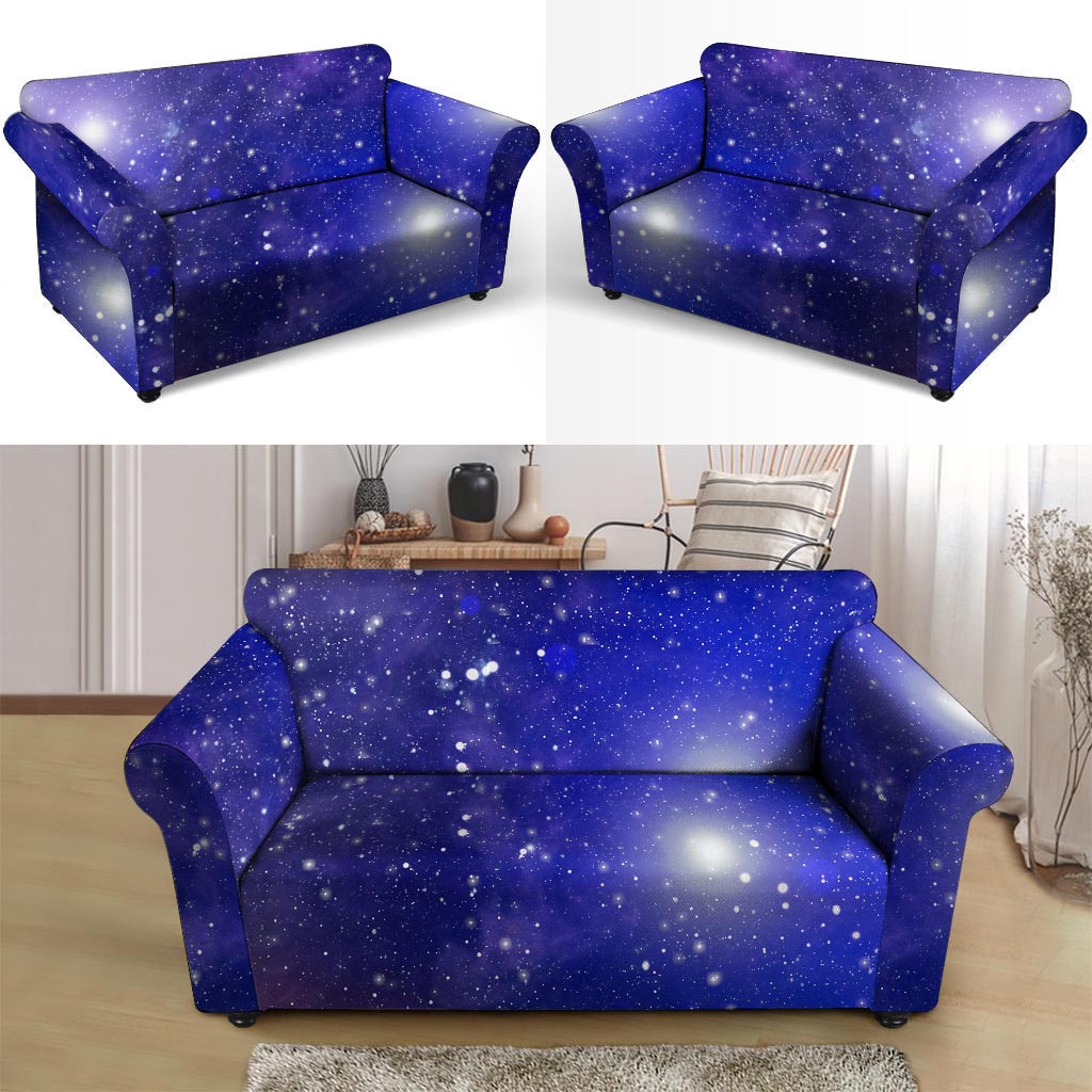 Blue Stardust Space Galaxy Loveseat Cover-grizzshop