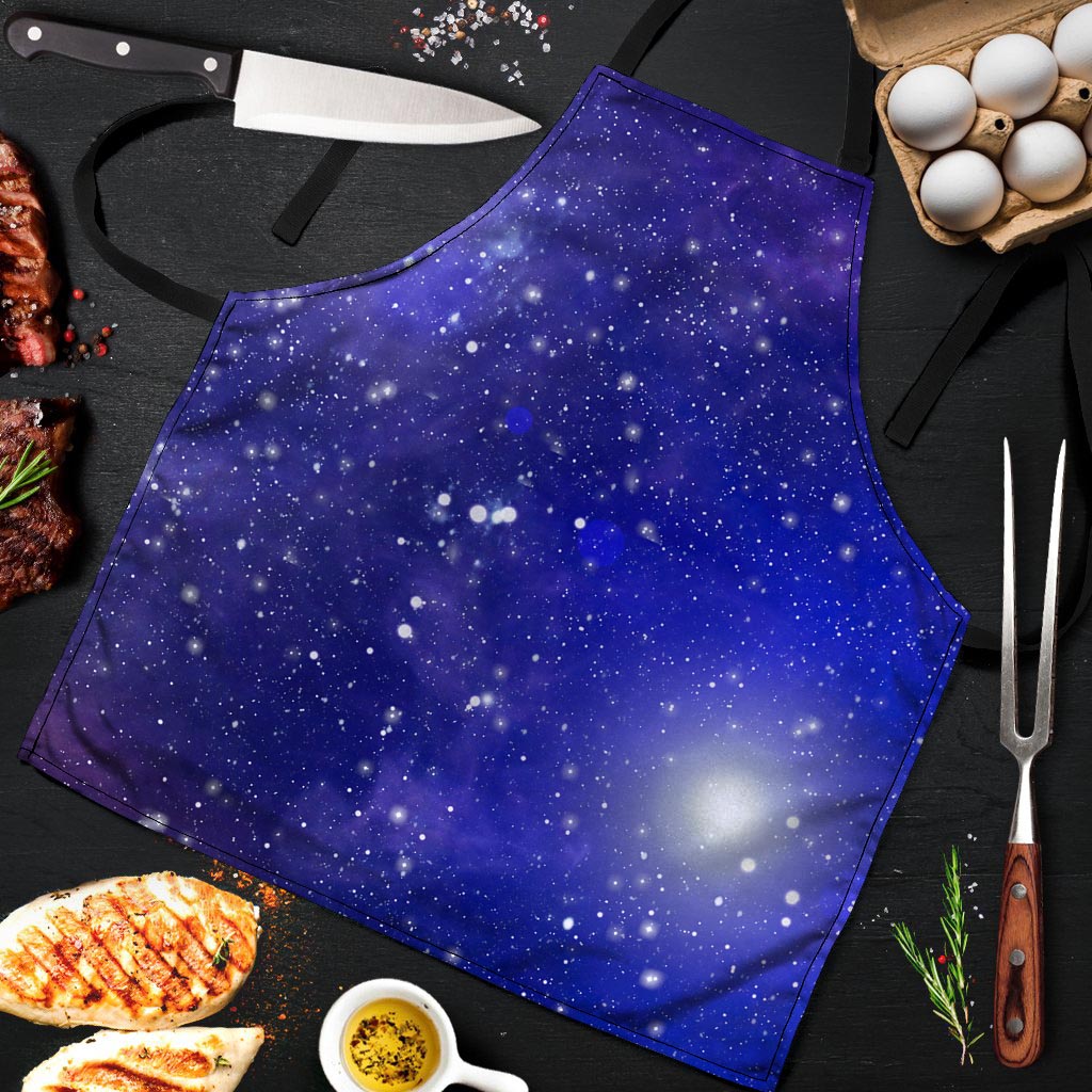 Blue Stardust Space Galaxy Men's Apron-grizzshop