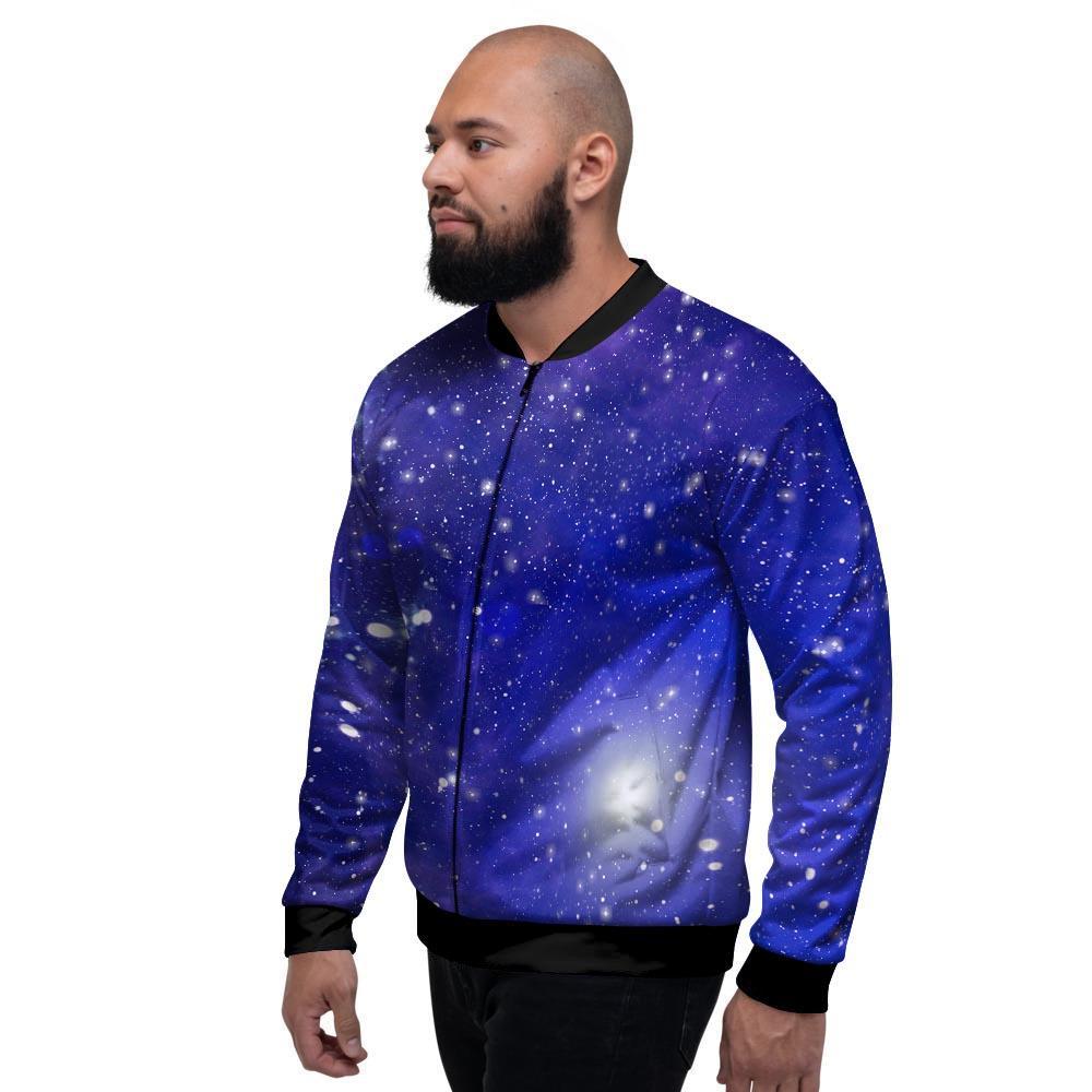 Blue Stardust Space Galaxy Men's Bomber Jacket-grizzshop