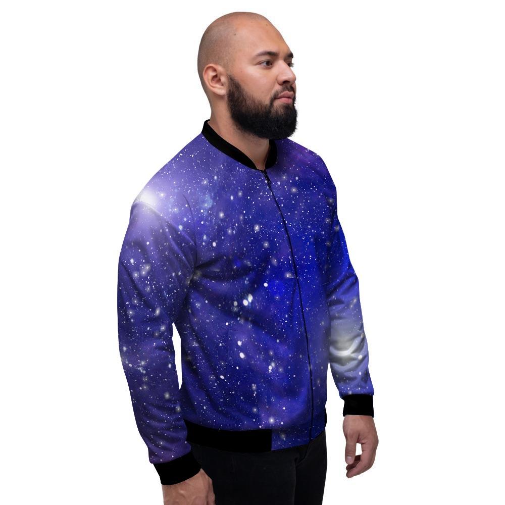 Blue Stardust Space Galaxy Men's Bomber Jacket-grizzshop