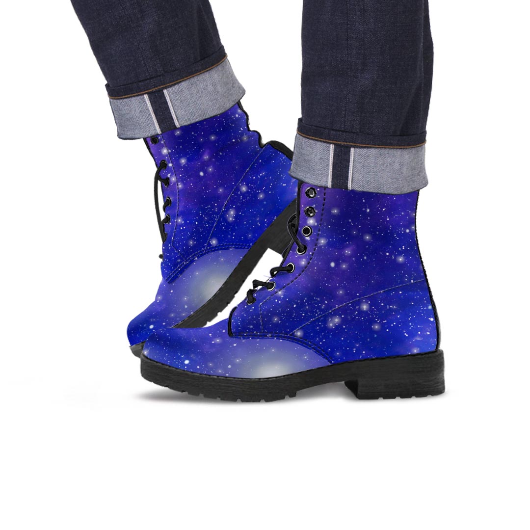 Blue Stardust Space Galaxy Men's Boots-grizzshop