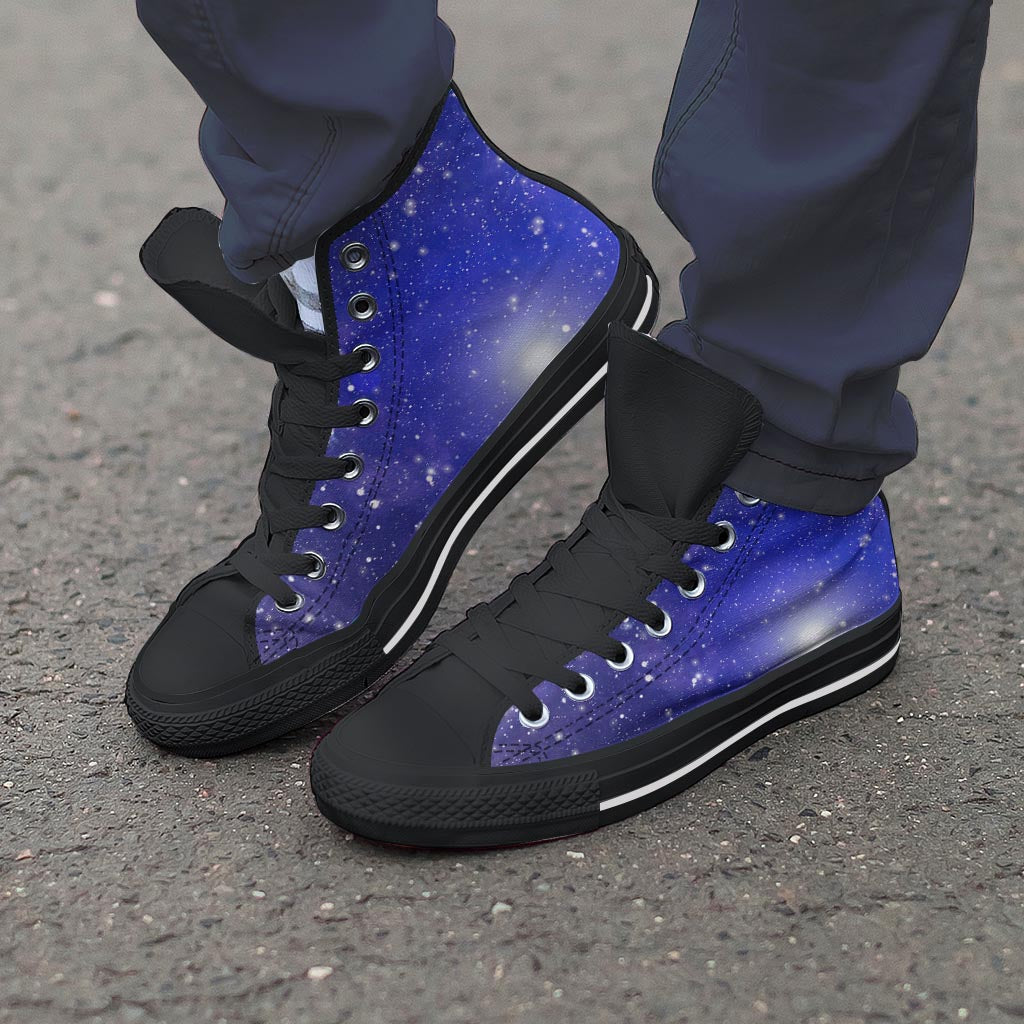 Blue Stardust Space Galaxy Men's High Top Shoes-grizzshop