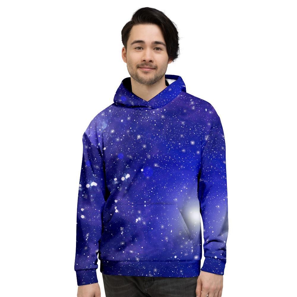 Blue Stardust Space Galaxy Men's Hoodie-grizzshop