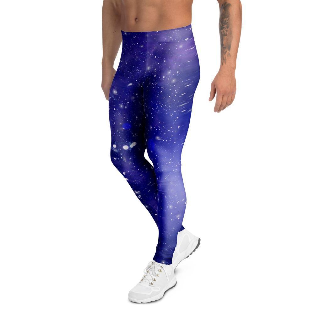 Blue Stardust Space Galaxy Men's Leggings-grizzshop