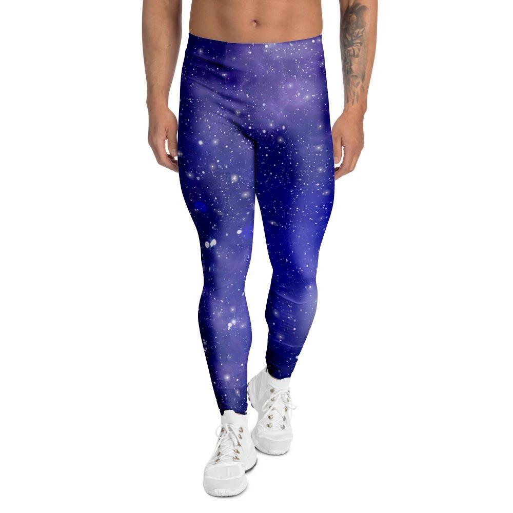 Blue Stardust Space Galaxy Men's Leggings-grizzshop