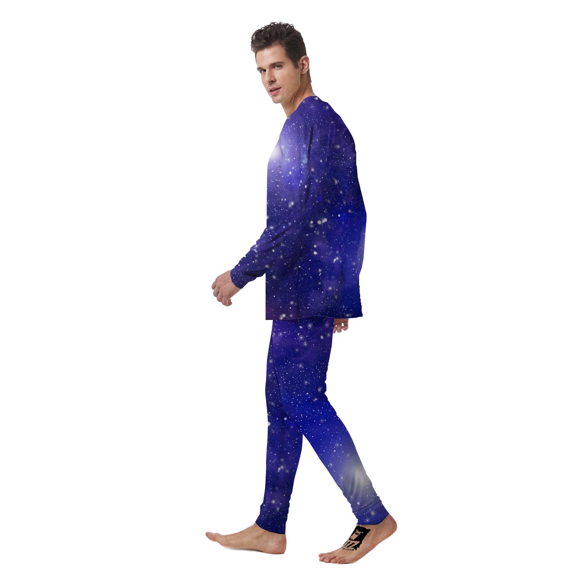 Blue Stardust Space Galaxy Men's Pajamas-grizzshop