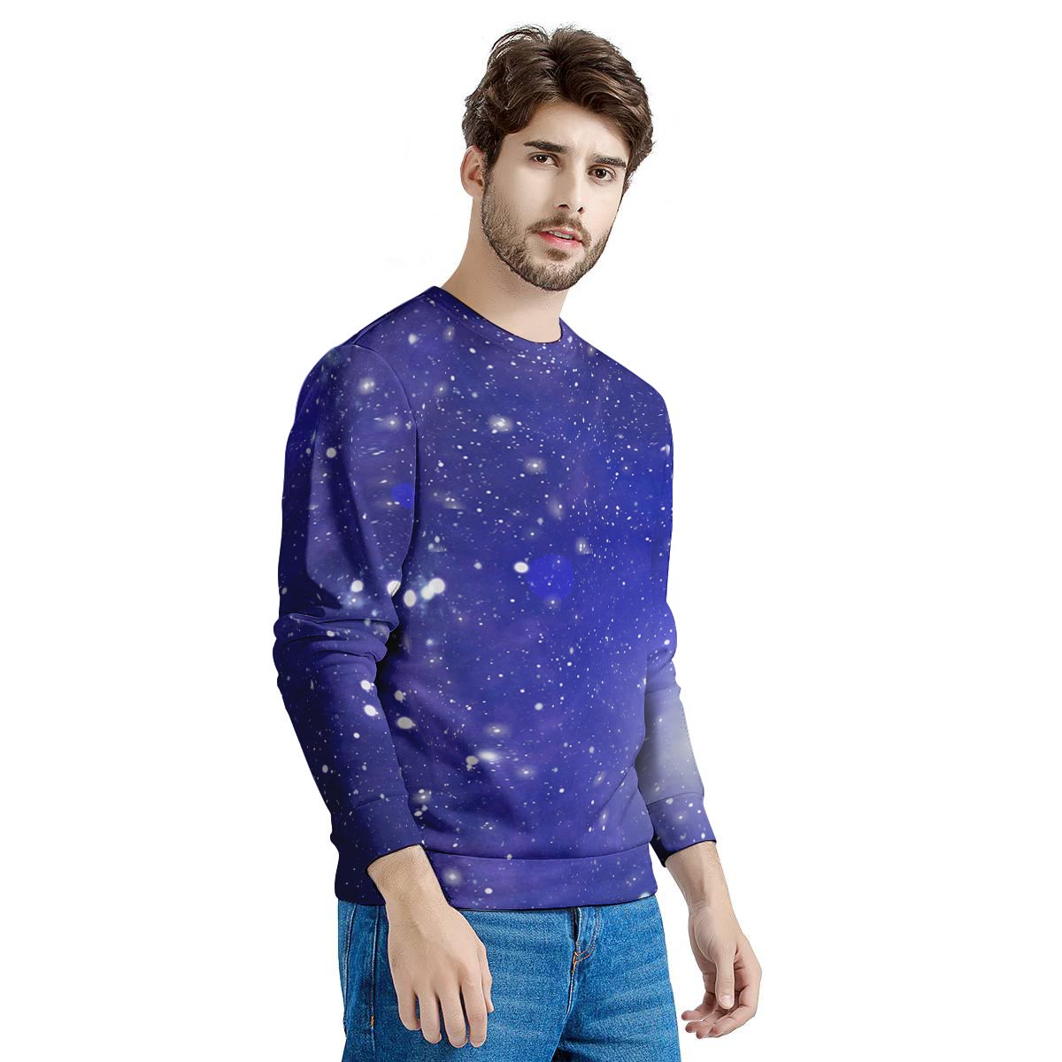 Blue Stardust Space Galaxy Men's Sweatshirt-grizzshop