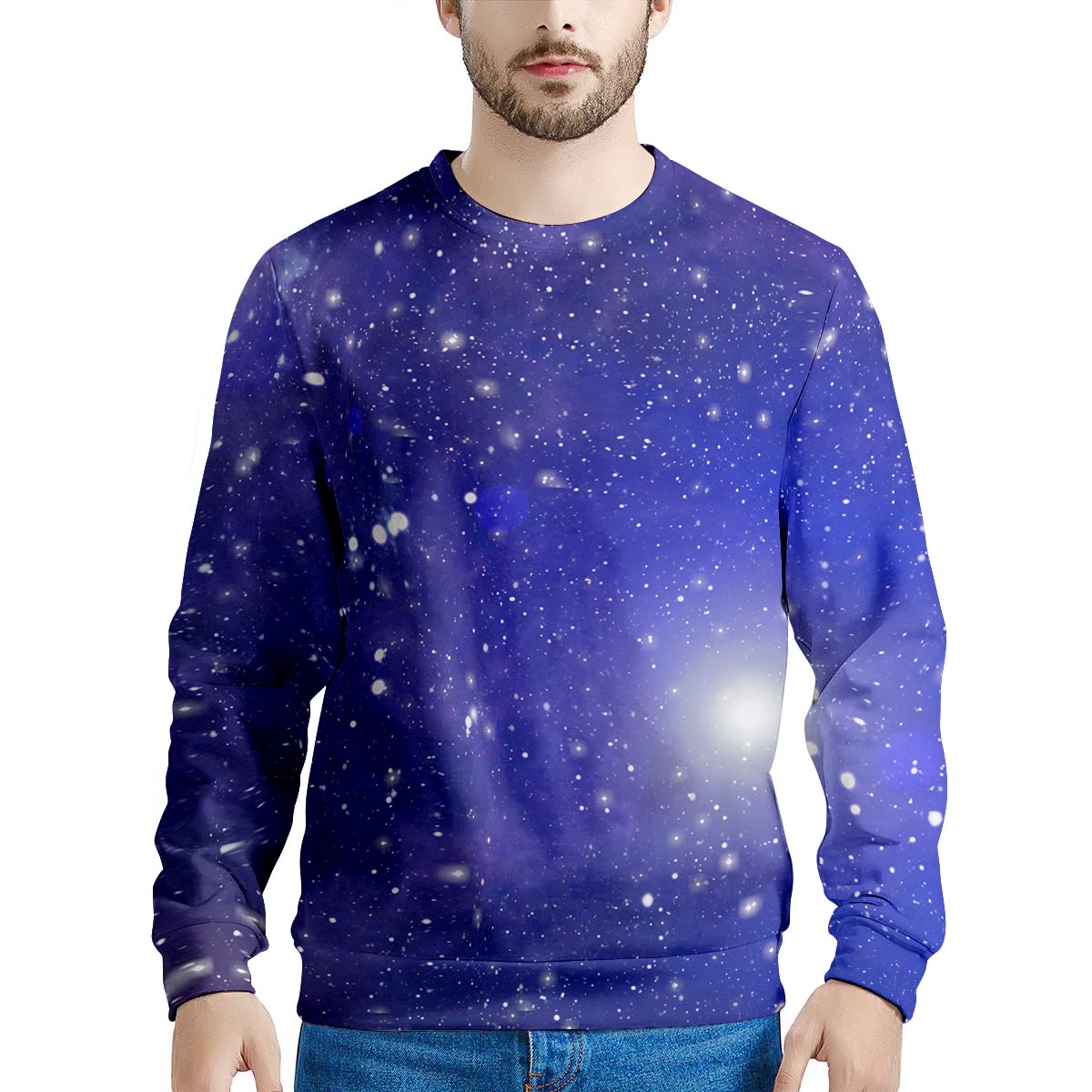 Blue Stardust Space Galaxy Men's Sweatshirt-grizzshop