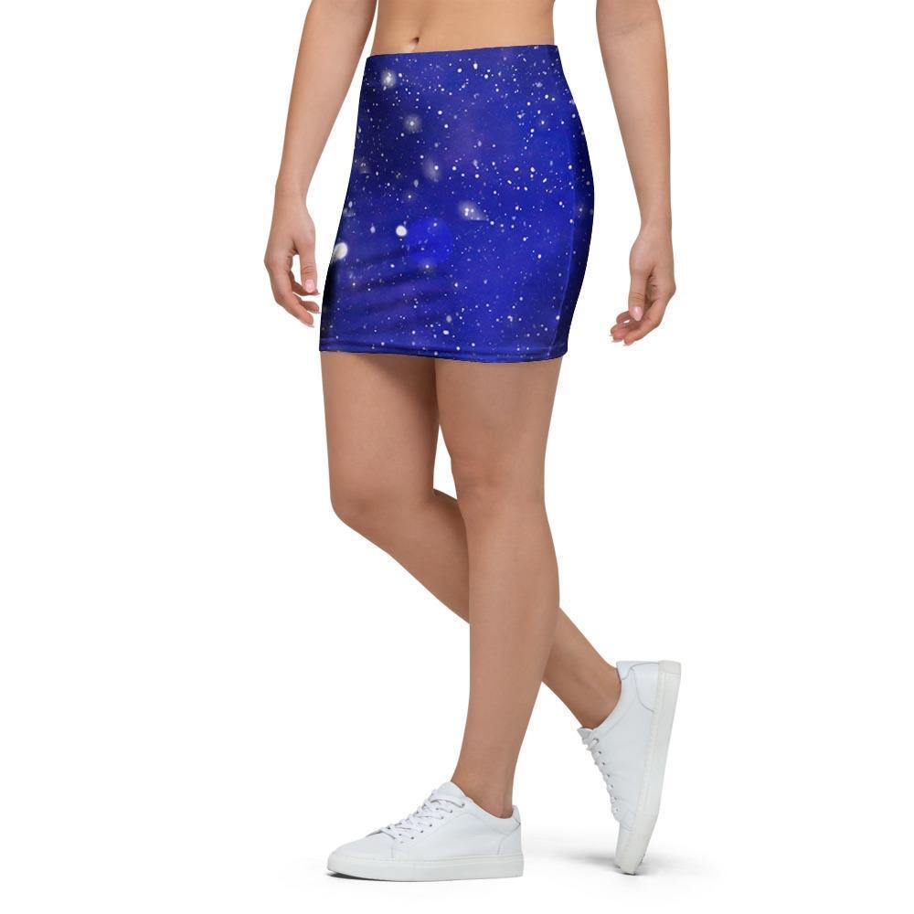 Blue Stardust Space Galaxy Mini Skirt-grizzshop