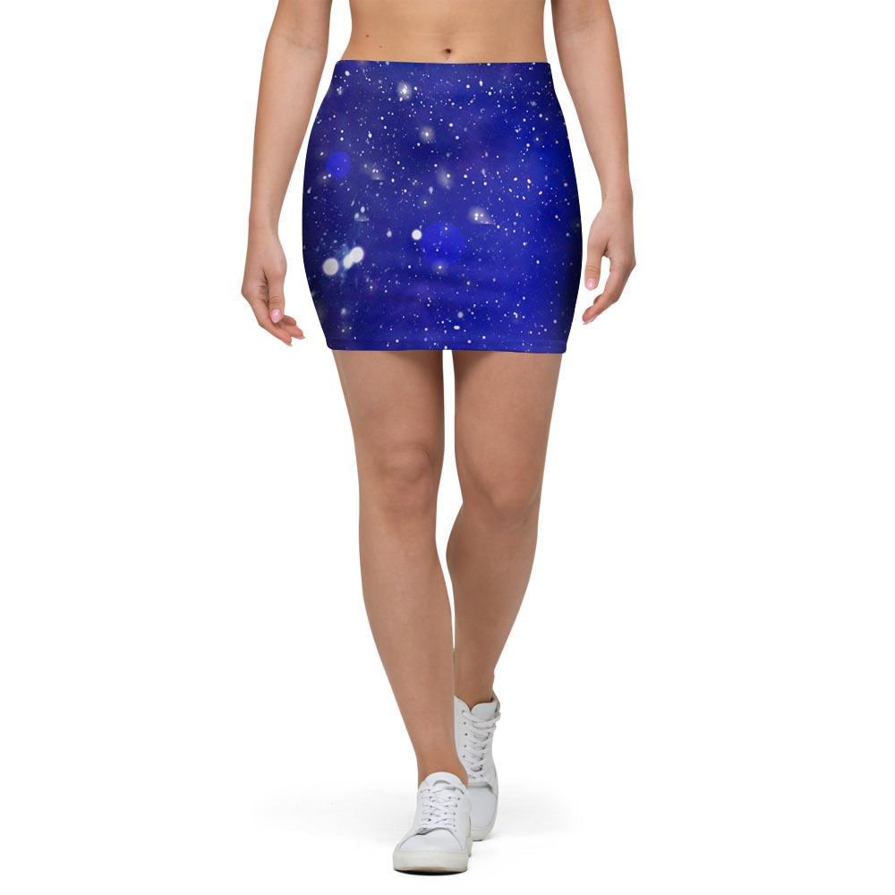 Blue Stardust Space Galaxy Mini Skirt-grizzshop