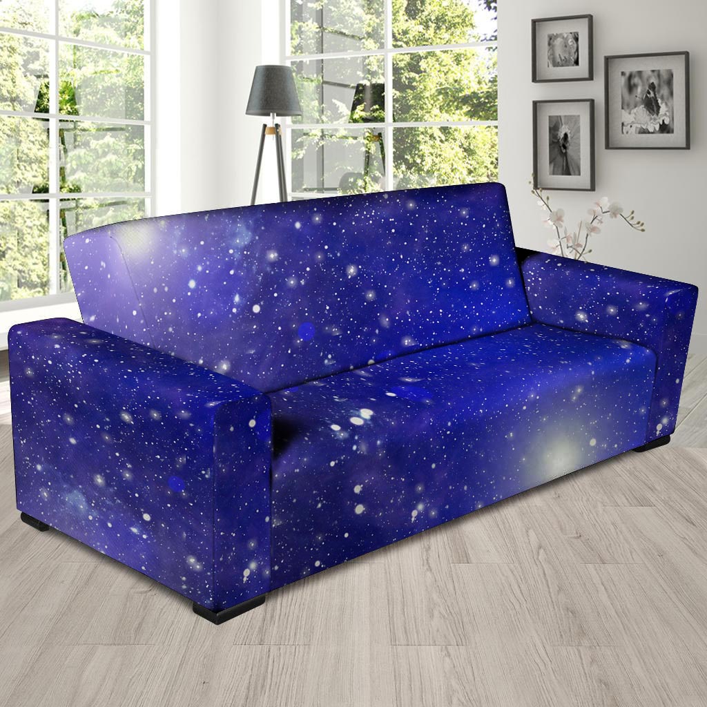 Blue Stardust Space Galaxy Sofa Cover-grizzshop