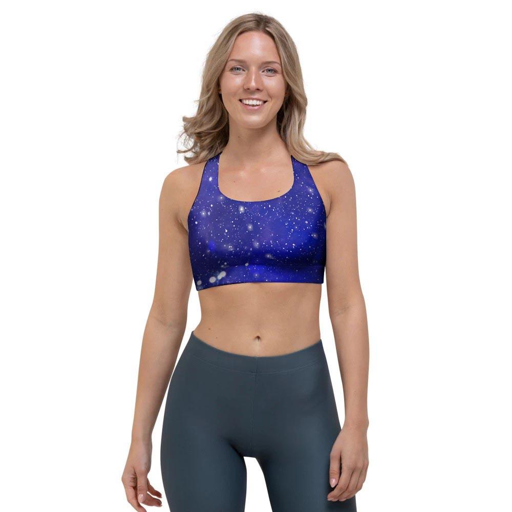 Blue Stardust Space Galaxy Sports Bra-grizzshop