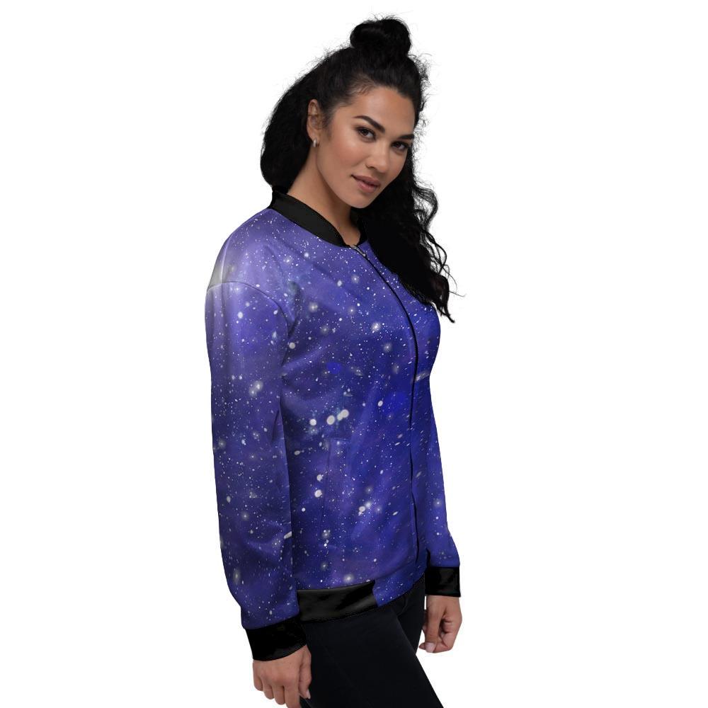 Blue Stardust Space Galaxy Women's Bomber Jacket-grizzshop