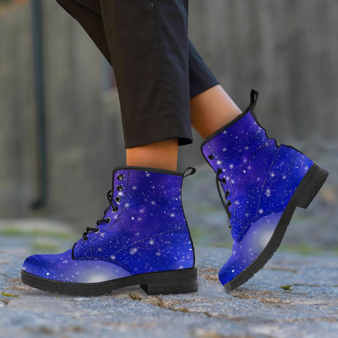 Blue Stardust Space Galaxy Women's Boots-grizzshop