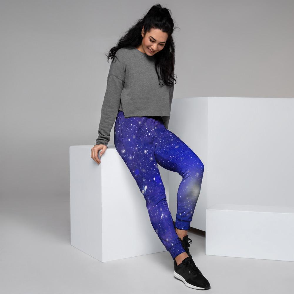 Blue Stardust Space Galaxy Women's Joggers-grizzshop