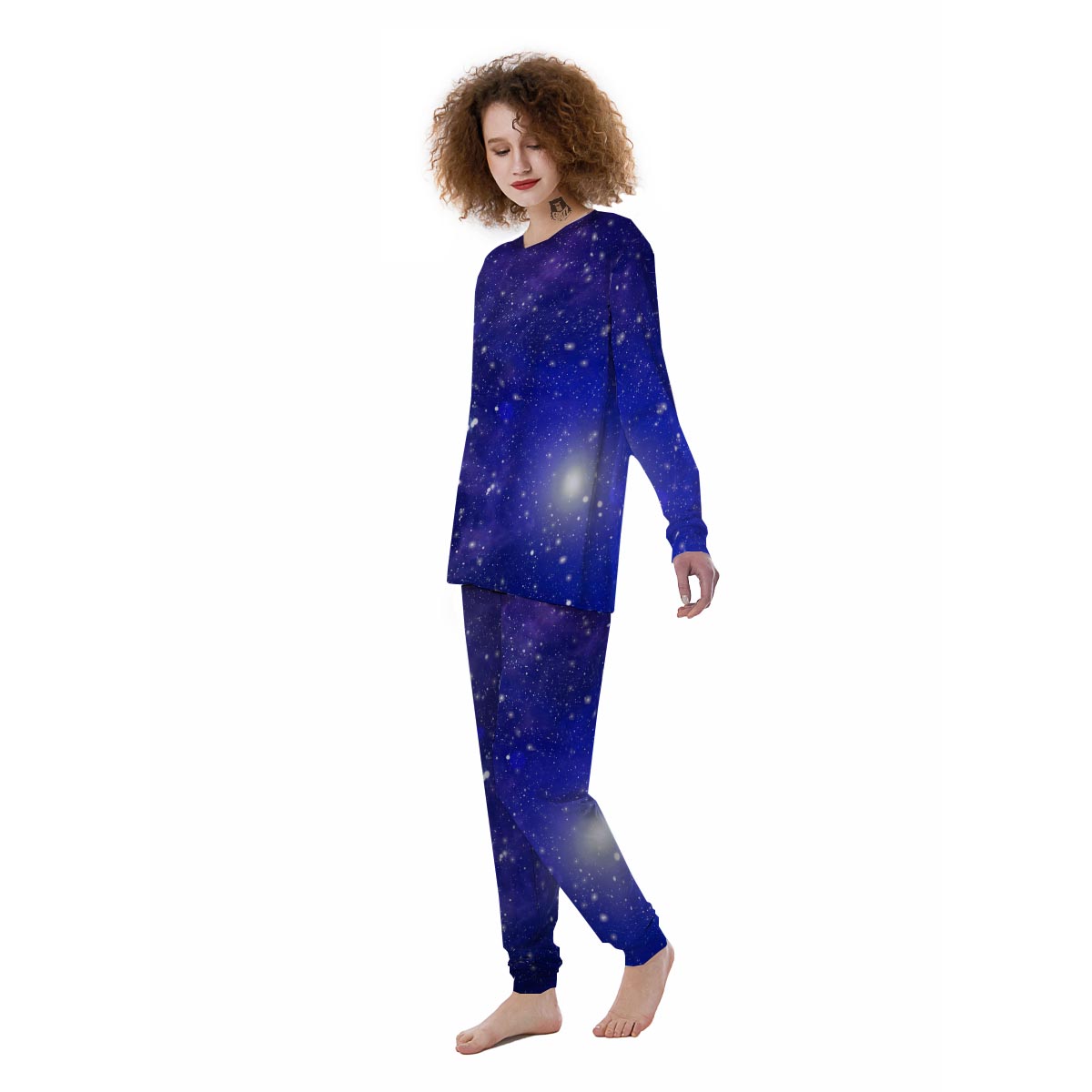 Blue Stardust Space Galaxy Women's Pajamas-grizzshop