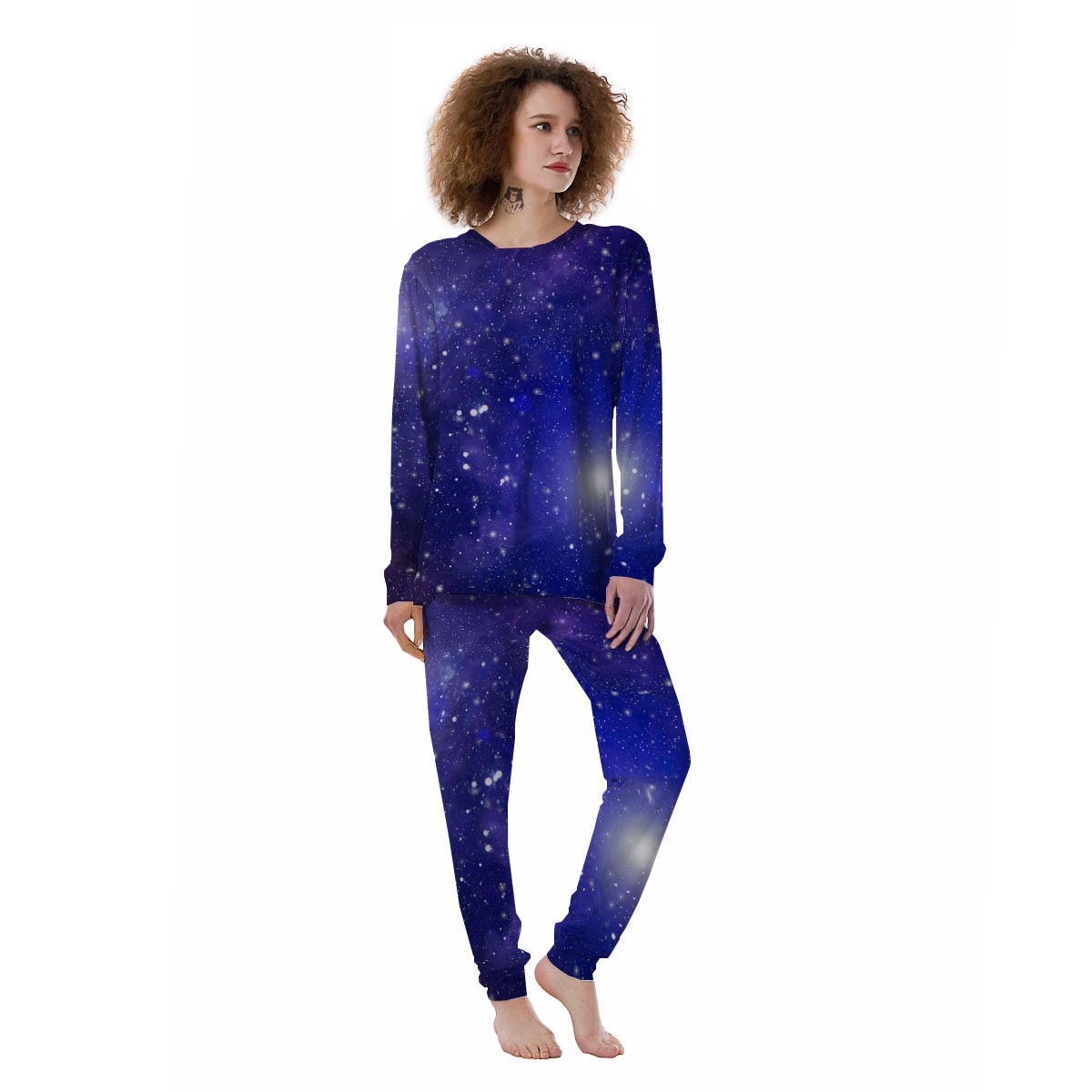 Blue Stardust Space Galaxy Women's Pajamas-grizzshop