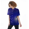 Blue Stardust Space Galaxy Women's Short Sleeve Shirts-grizzshop