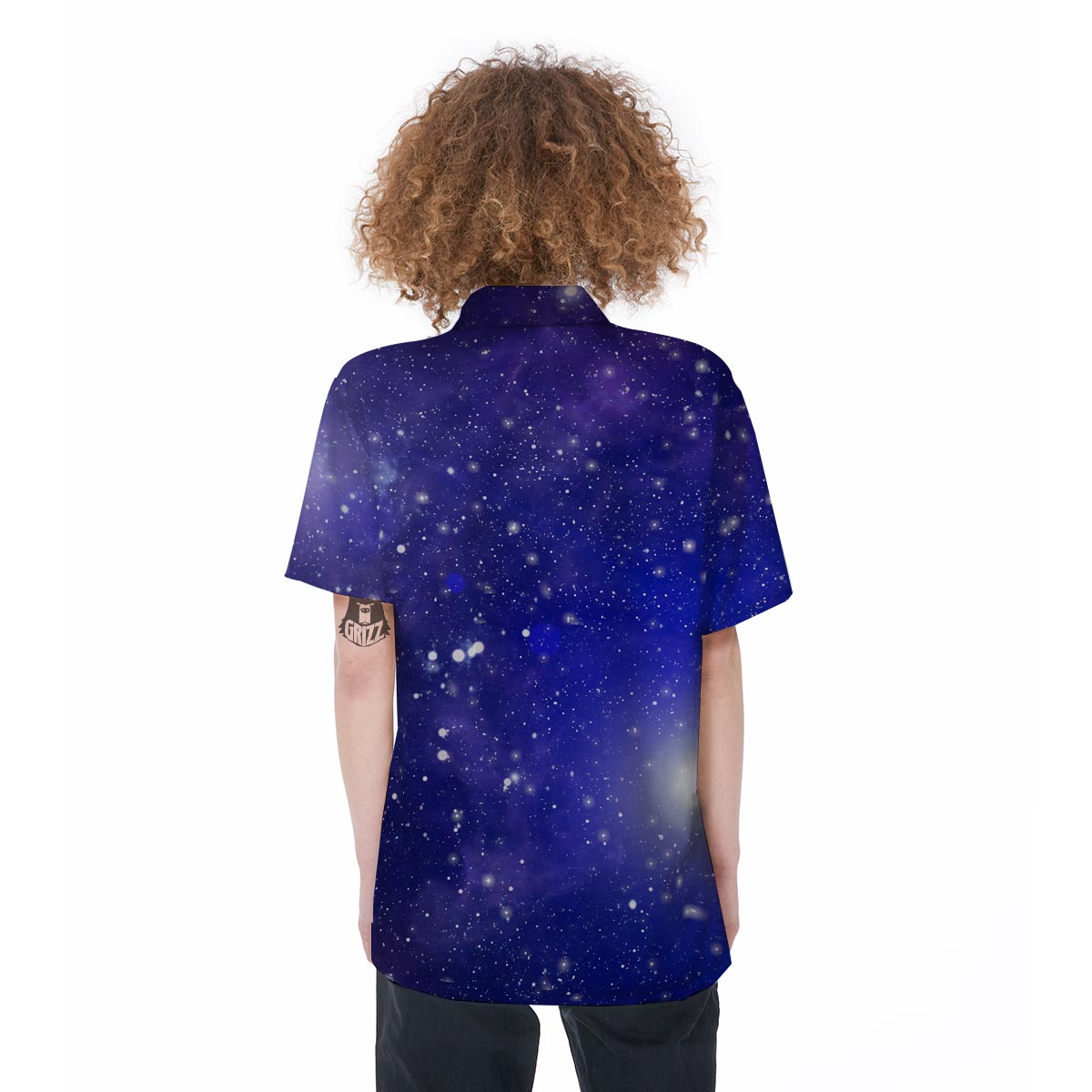 Blue Stardust Space Galaxy Women's Short Sleeve Shirts-grizzshop