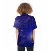 Blue Stardust Space Galaxy Women's Short Sleeve Shirts-grizzshop