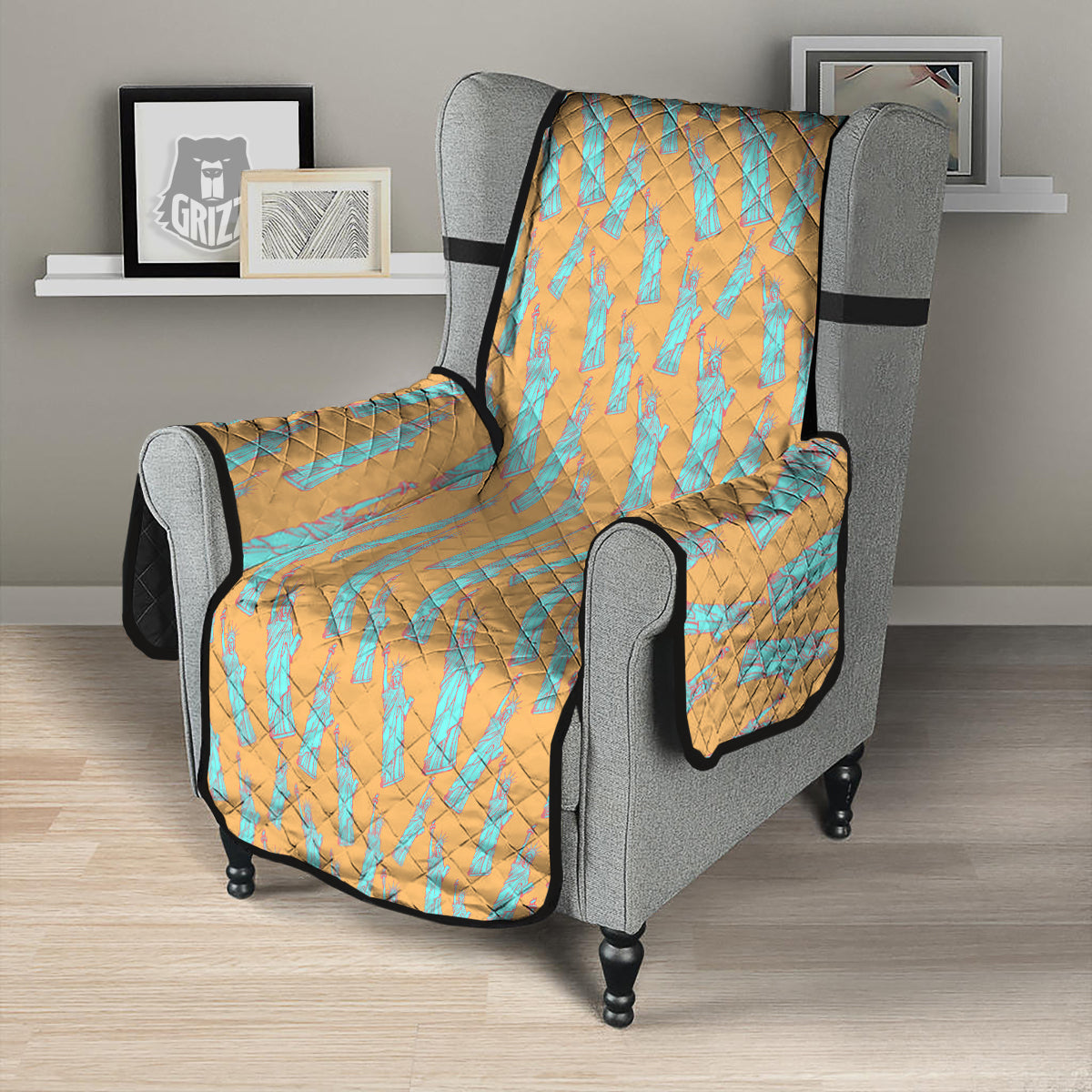 Blue Statue Of Liberty Print Pattern Armchair Protector-grizzshop