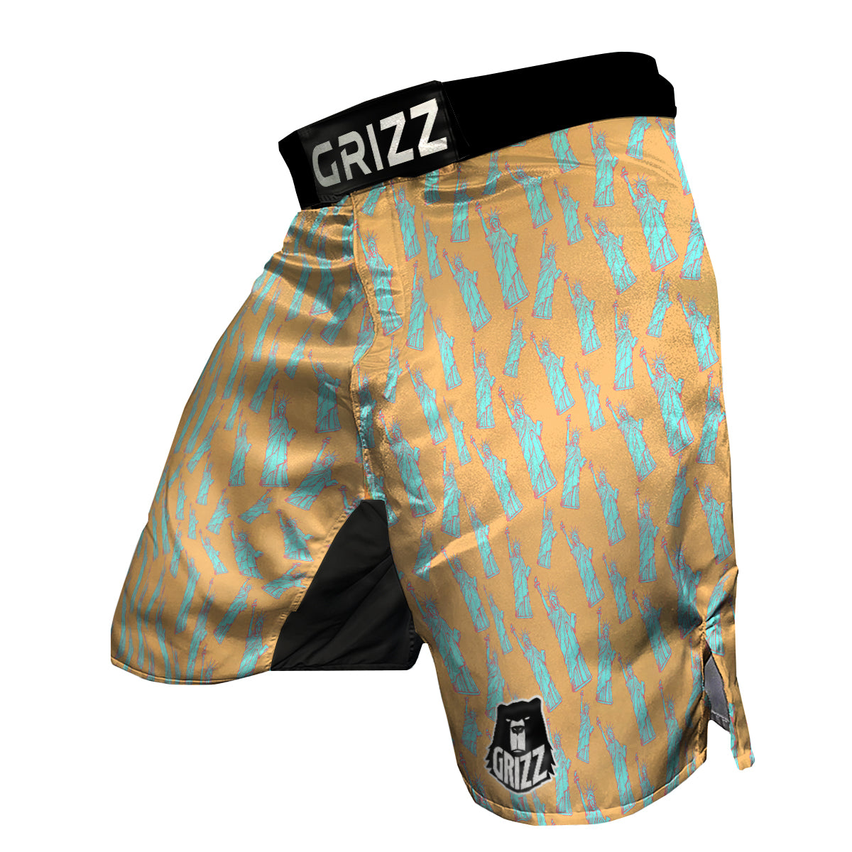 Blue Statue Of Liberty Print Pattern MMA Shorts-grizzshop