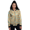 Blue Statue Of Liberty Print Pattern Women's Bomber Jacket-grizzshop