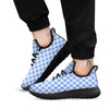 Blue Steel And White Gingham Print Pattern Black Athletic Shoes-grizzshop