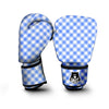 Blue Steel And White Gingham Print Pattern Boxing Gloves-grizzshop