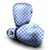 Blue Steel And White Gingham Print Pattern Boxing Gloves-grizzshop