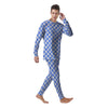 Blue Steel And White Gingham Print Pattern Men's Pajamas-grizzshop