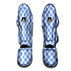 Blue Steel And White Gingham Print Pattern Muay Thai Shin Guards-grizzshop