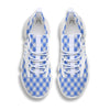 Blue Steel And White Gingham Print Pattern White Gym Shoes-grizzshop