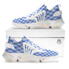 Blue Steel And White Gingham Print Pattern White Gym Shoes-grizzshop