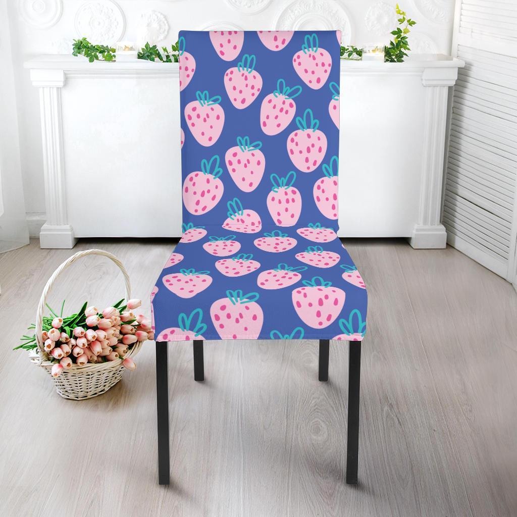 Blue Strawberry Pattern Print Chair Cover-grizzshop