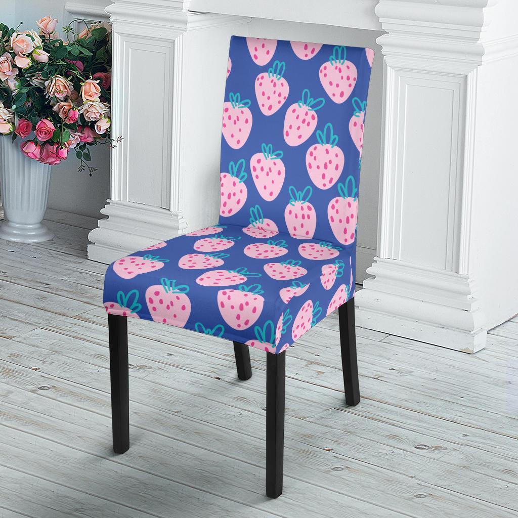 Blue Strawberry Pattern Print Chair Cover-grizzshop