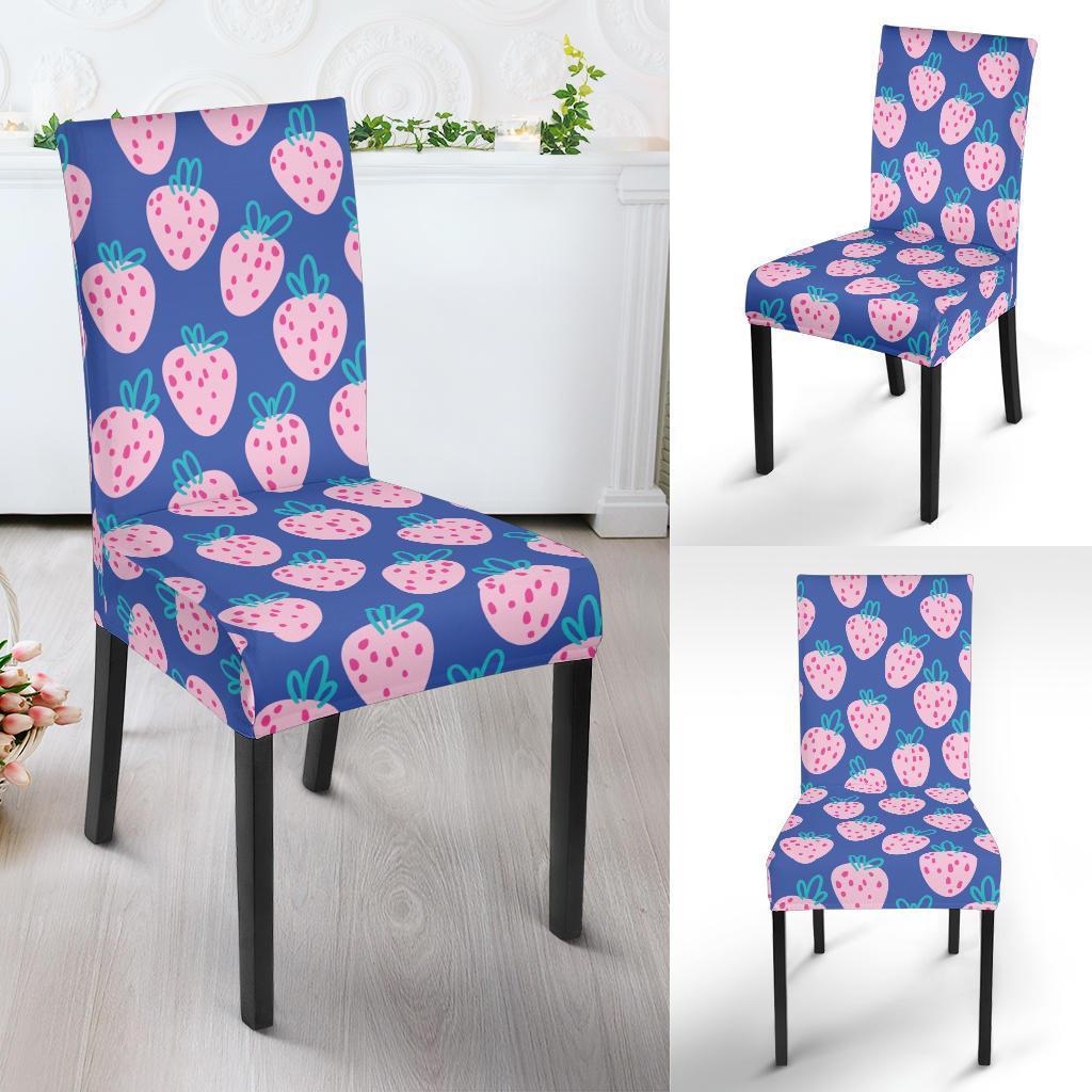 Blue Strawberry Pattern Print Chair Cover-grizzshop